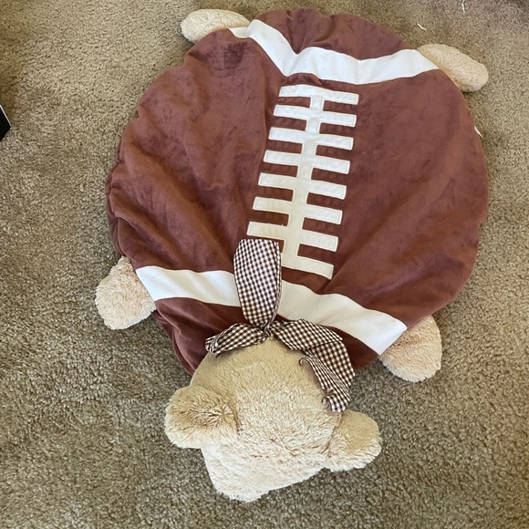 Bearington Baby Football Teddy Bear Plush Play Mat Tummy Time Blanket Pillow 32" - Picture 1 of 1